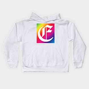 Rainbow White Letter E Kids Hoodie